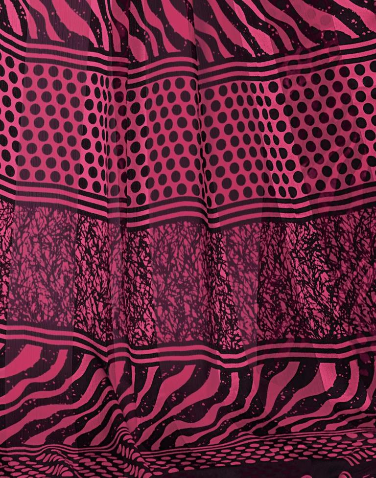 Dusty Pink Printed Chiffon Saree