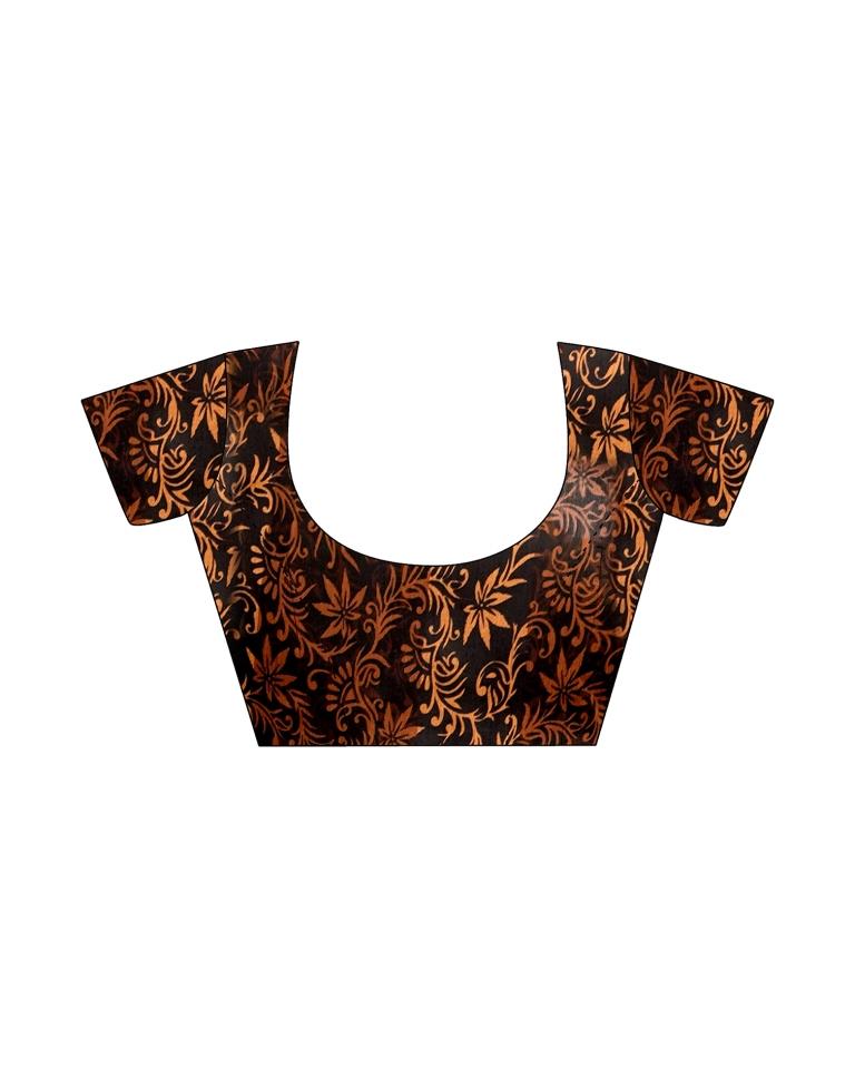 Light Orange Printed Chiffon Saree