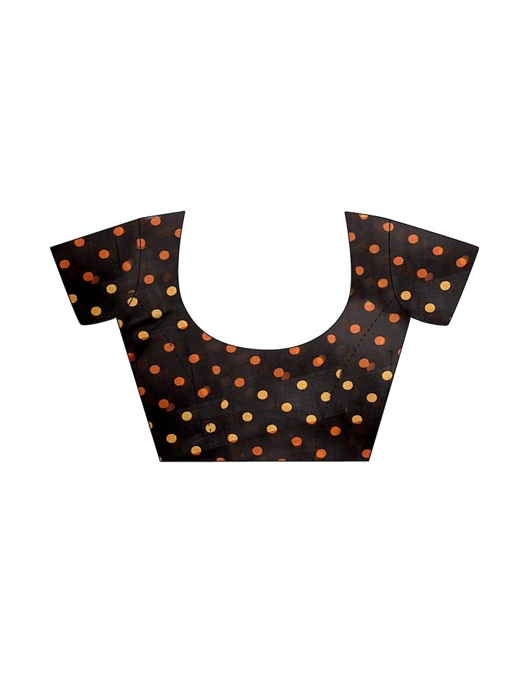 Light Orange Printed Chiffon Saree