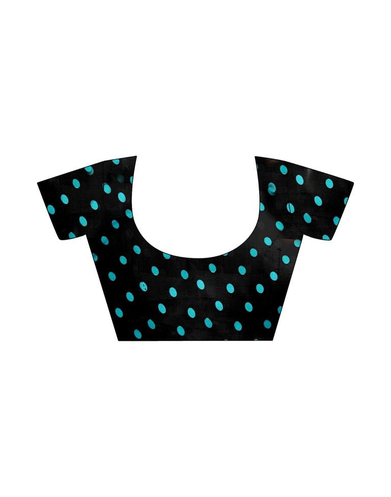 Teal Blue Printed Chiffon Saree