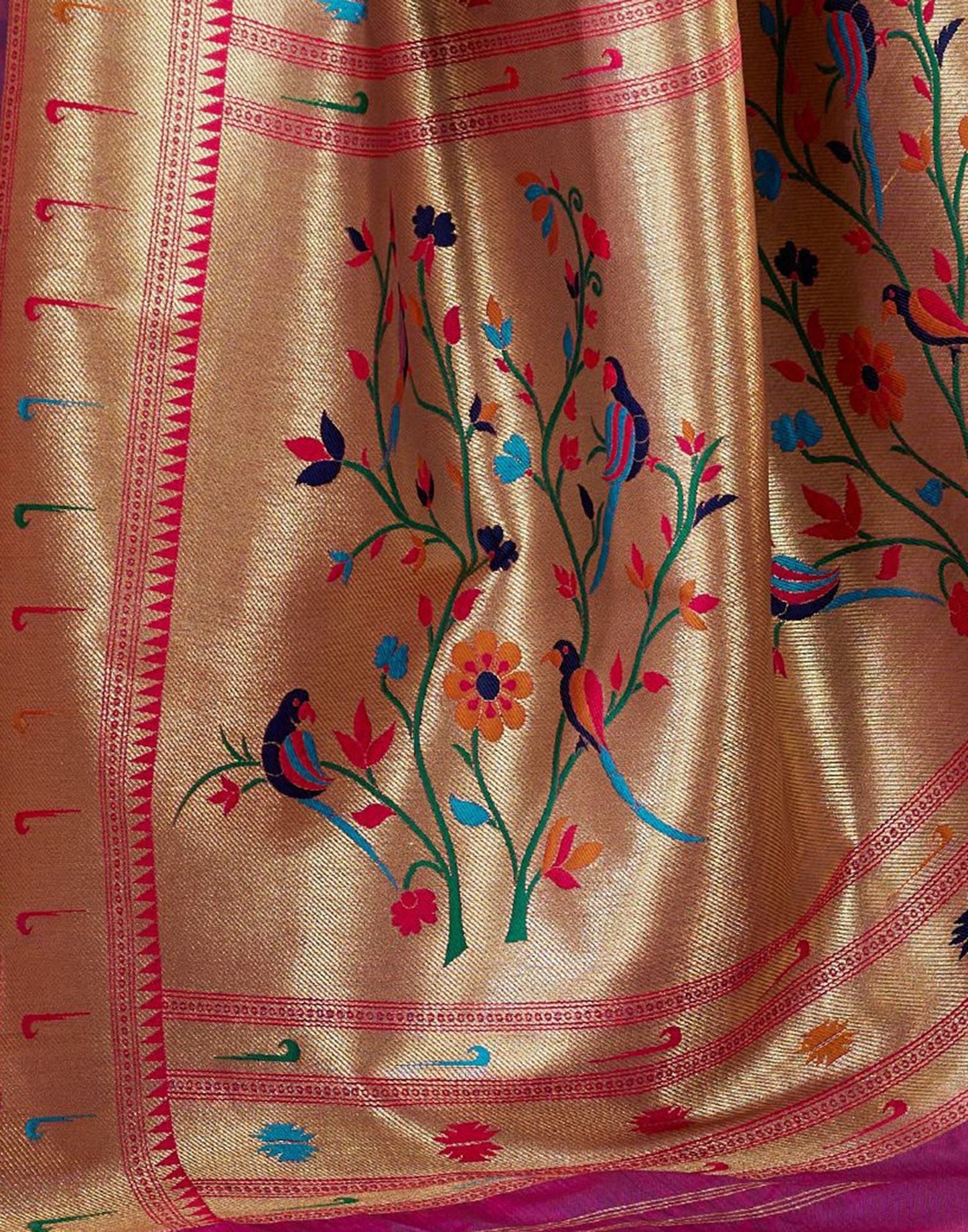 Blue Silk Weaving Paithani Saree | Leemboodi
