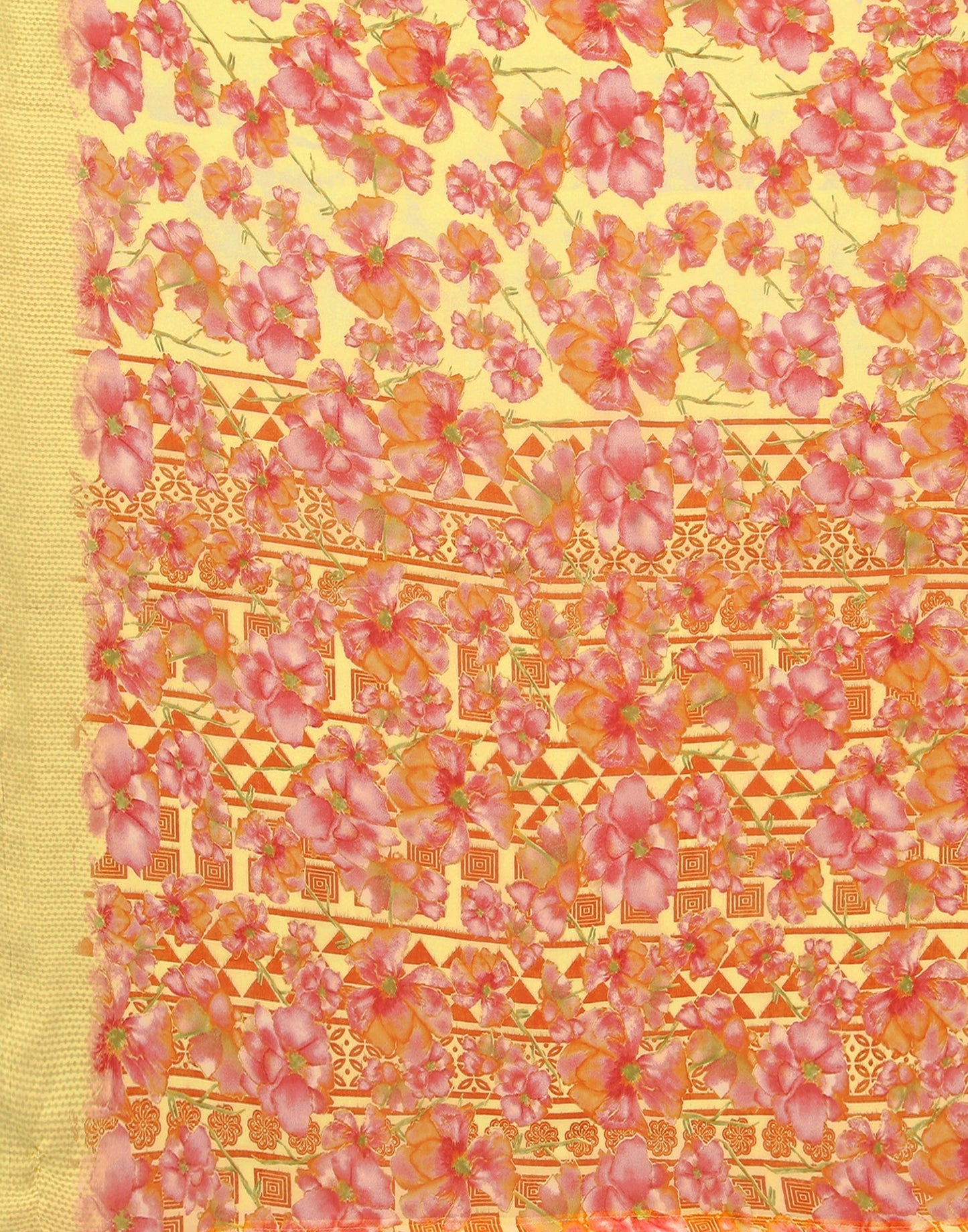 Yellow Georgette Floral Printed Saree | Sudathi