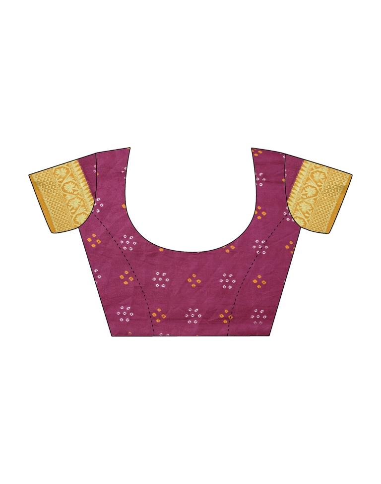 Parrot Green Bandhani Silk Printed Saree | Leemboodi