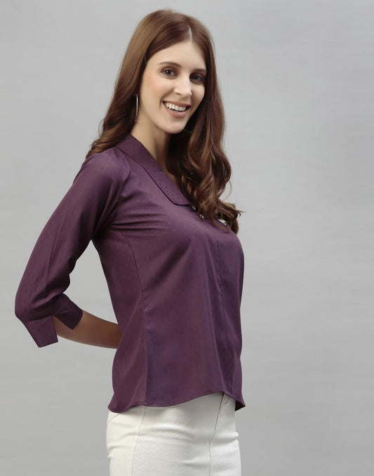 Dark Purple Self Woven Shirt | Sudathi