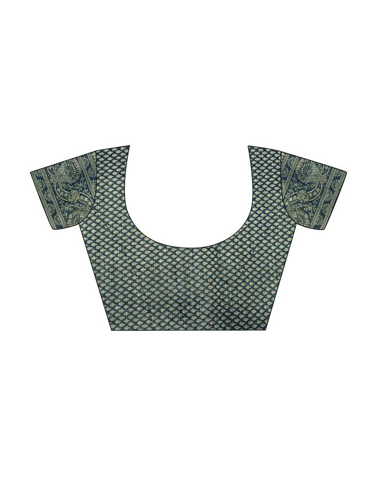 Teal Blue Banarasi Silk Weaving Saree | Leemboodi