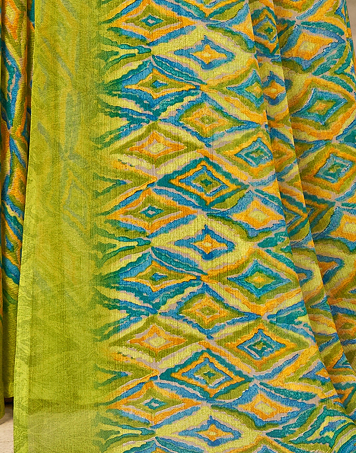 Olive Green Chiffon Printed Saree