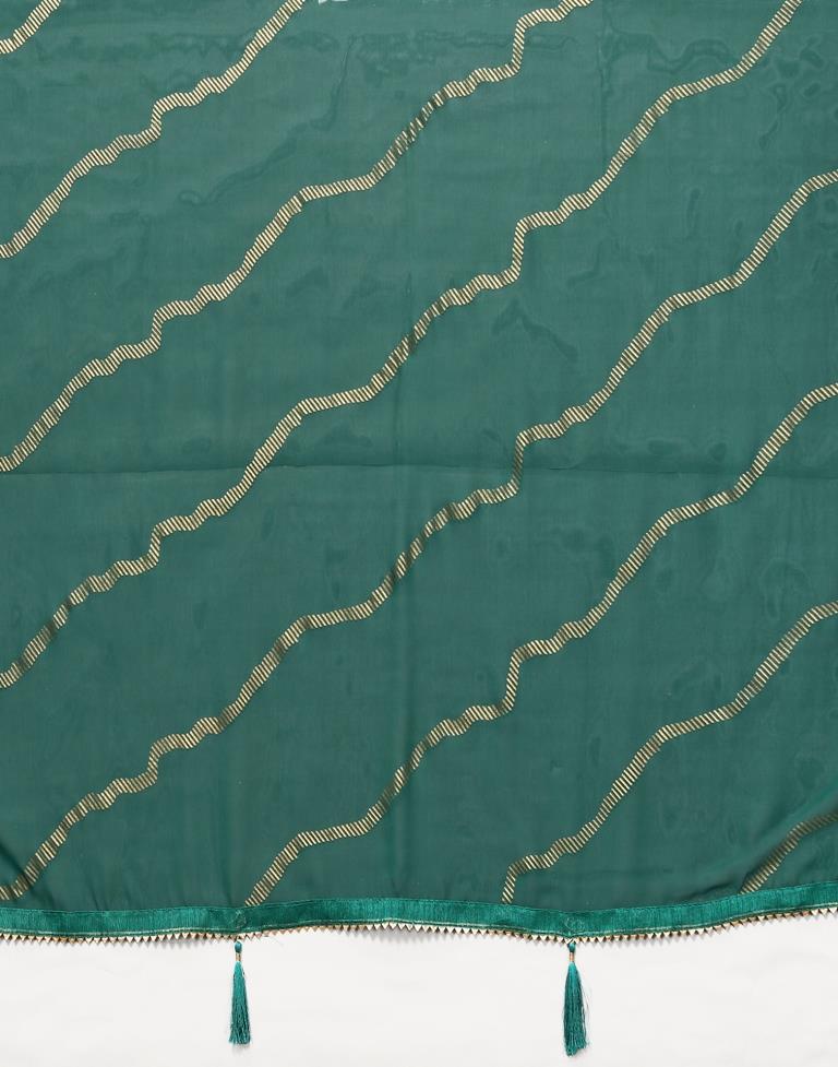 Green Printed Georgette Saree