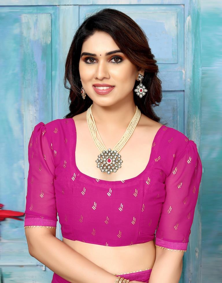 Rani Pink Georgette Printed Saree