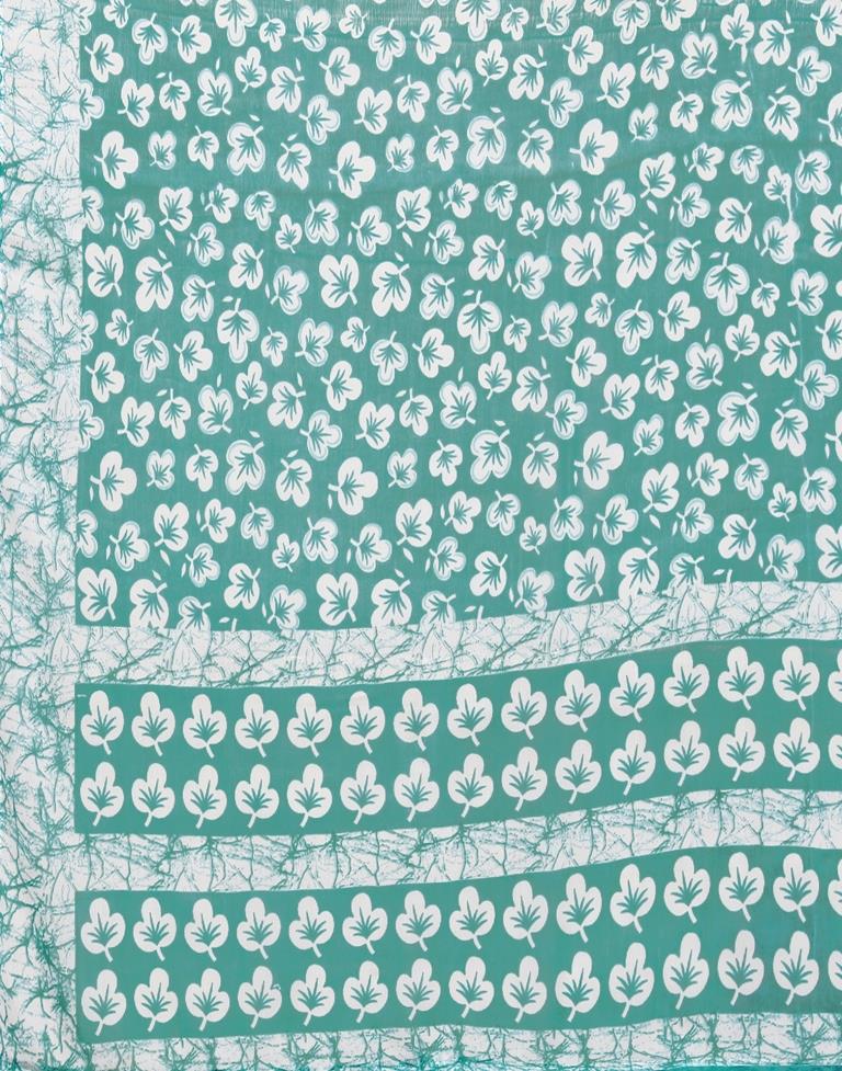 Rama Green Chiffon Printed Saree