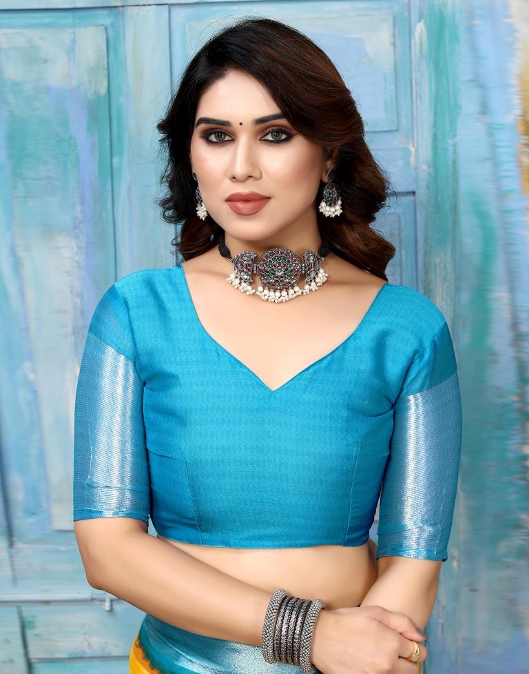 Yellow Chiffon Printed Saree
