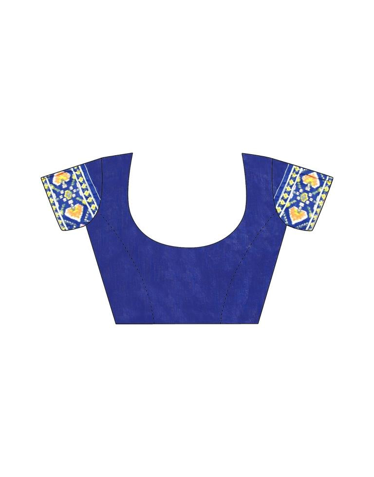 Blue Printed Silk Saree