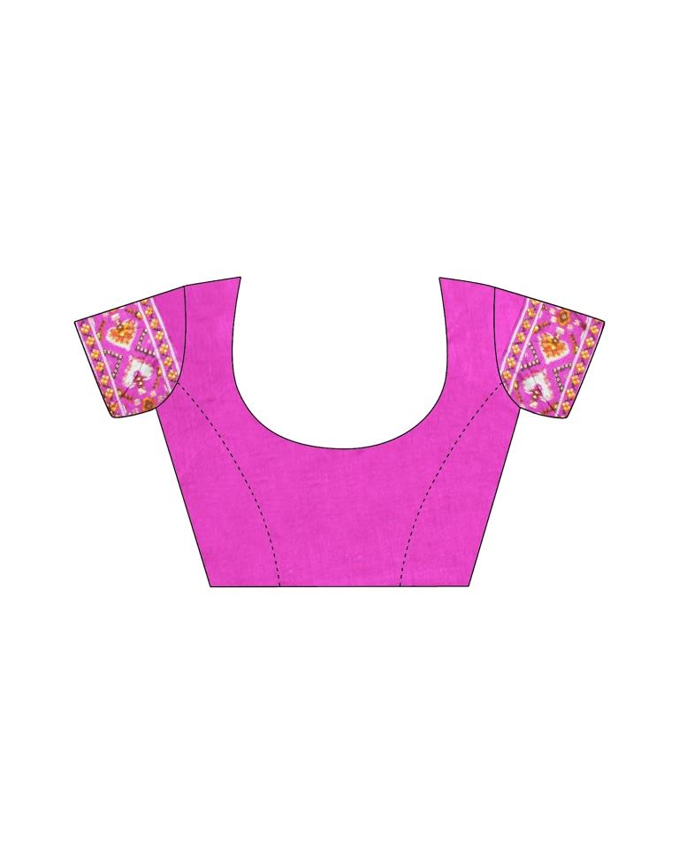 Brown Printed Silk Saree