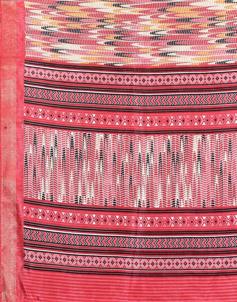 Rose Pink Cotton Printed Saree
