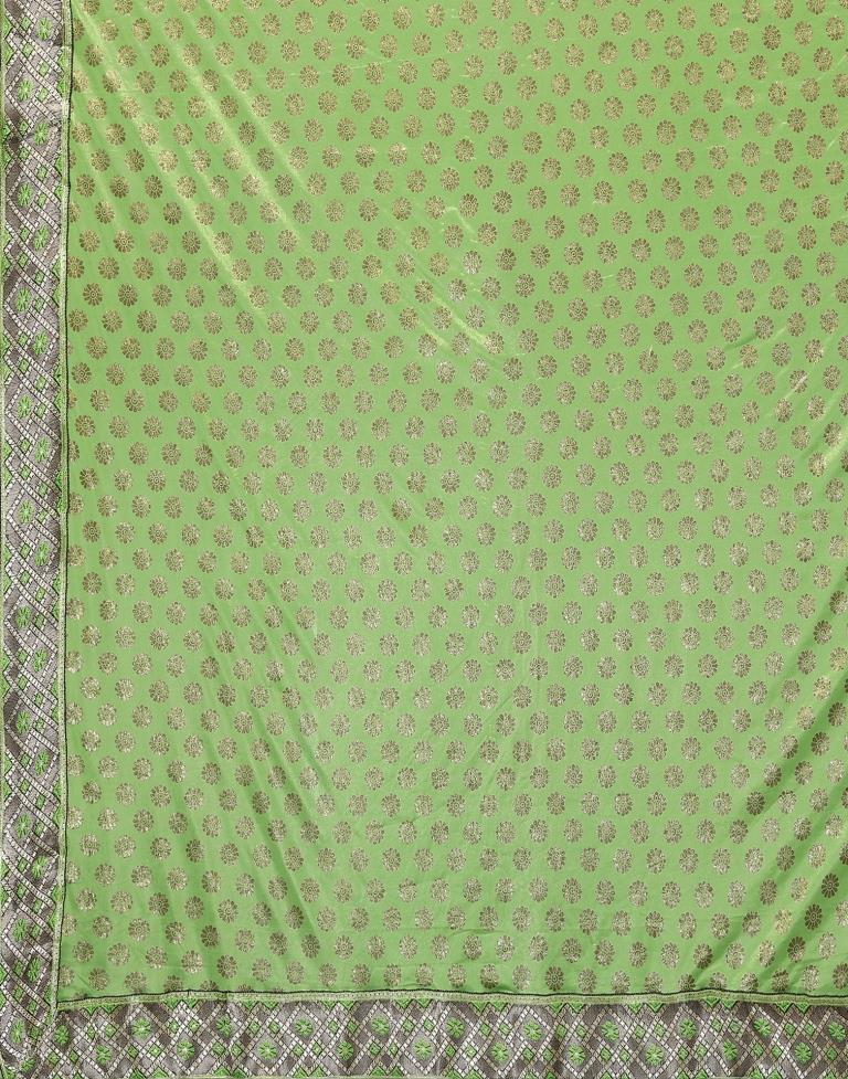 Parrot Green Lycra Printed Saree