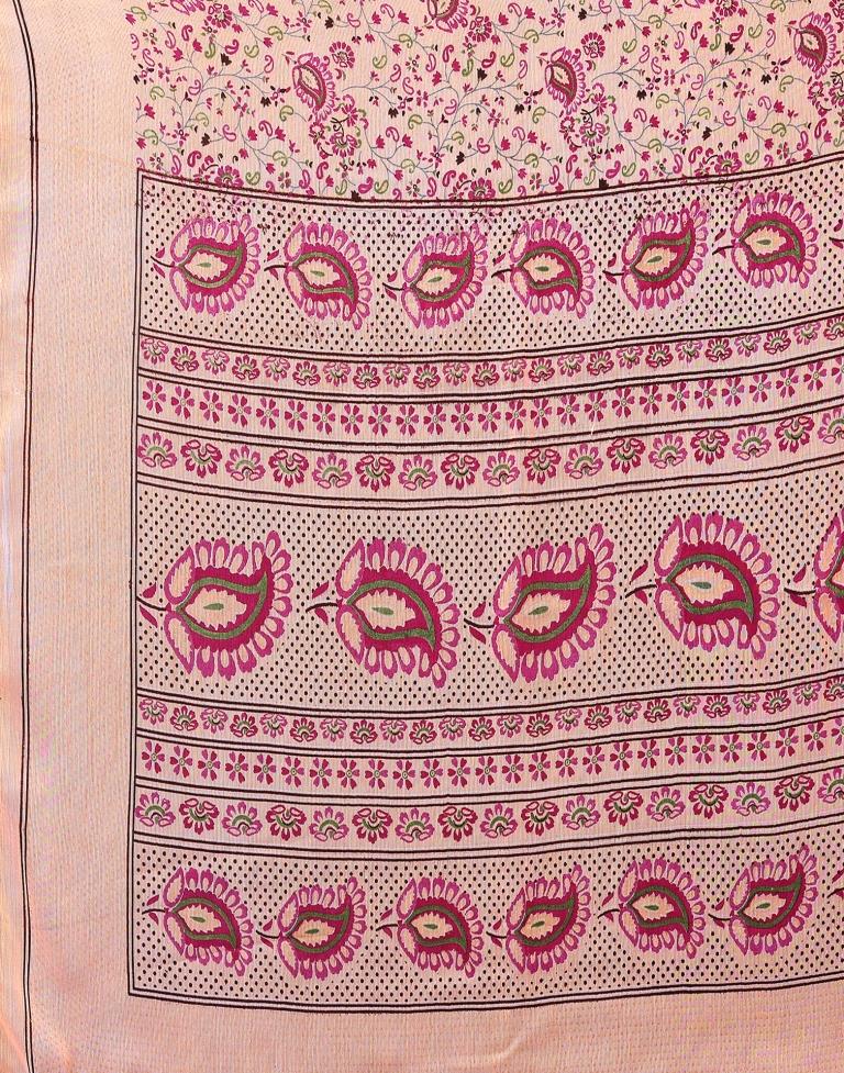 Peach Printed Chiffon Saree