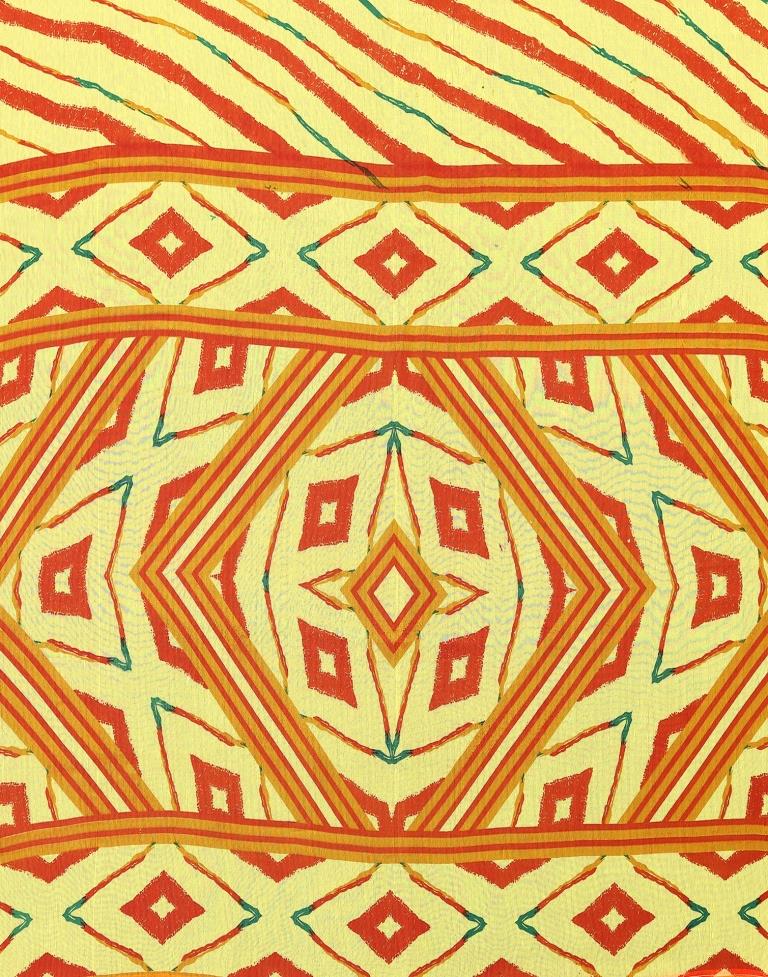 Yellow Chiffon Printed Saree