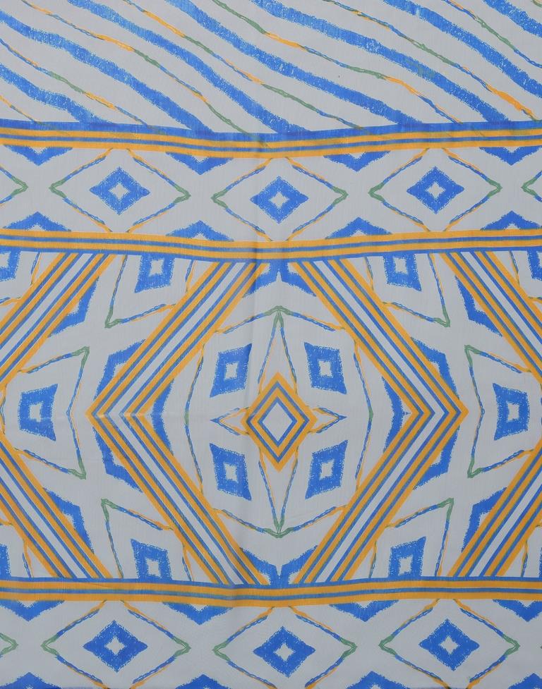 Light Grey Printed Chiffon Saree