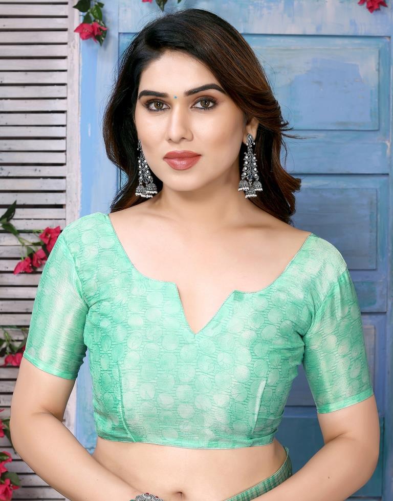 Light Green Silk Floral Printed Saree