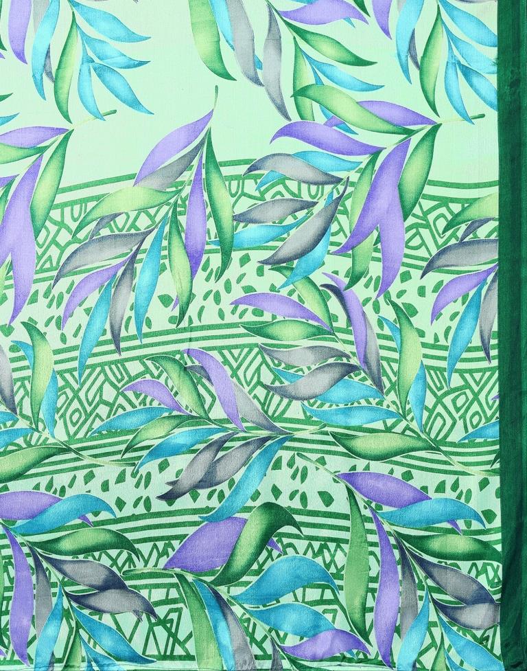 Light Green Silk Printed Saree
