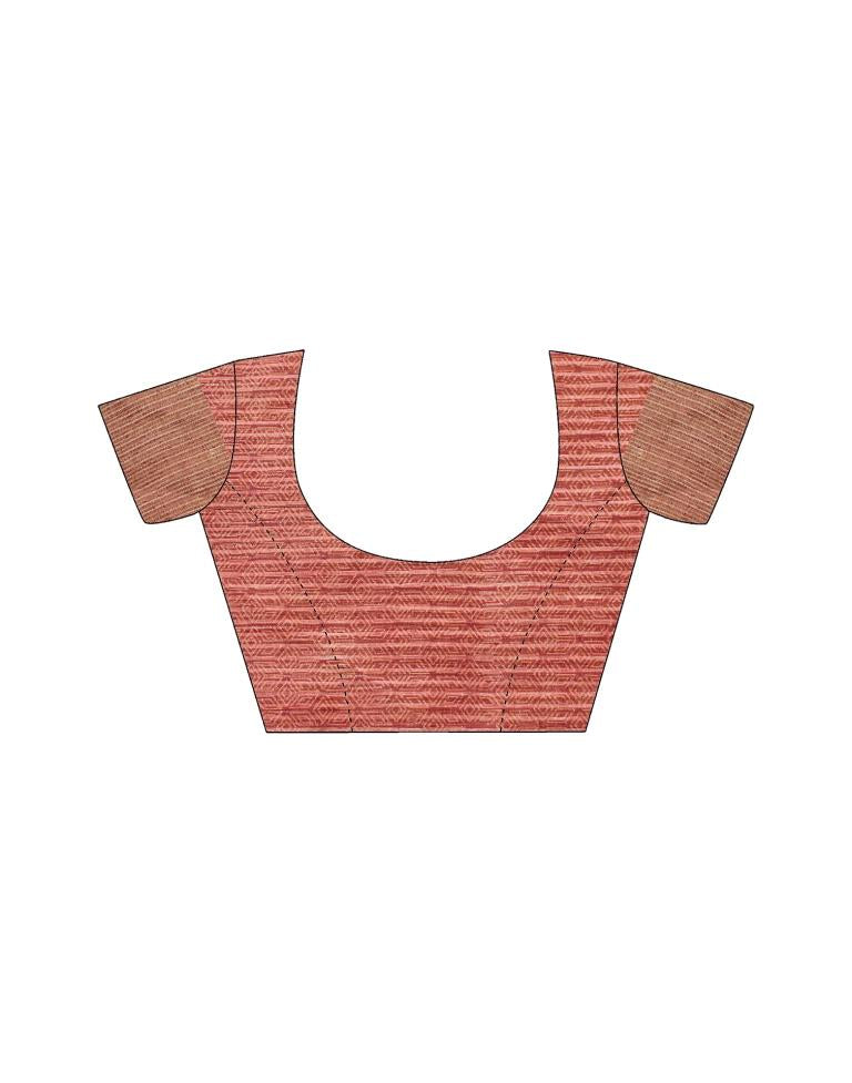 Peach Printed Silk Saree