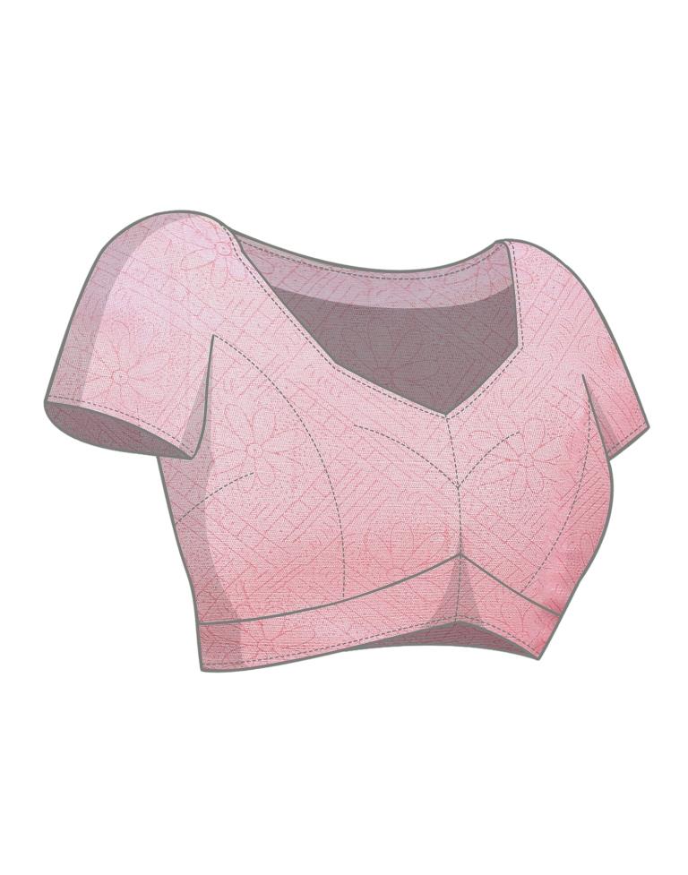 Light Pink Chiffon Printed Saree