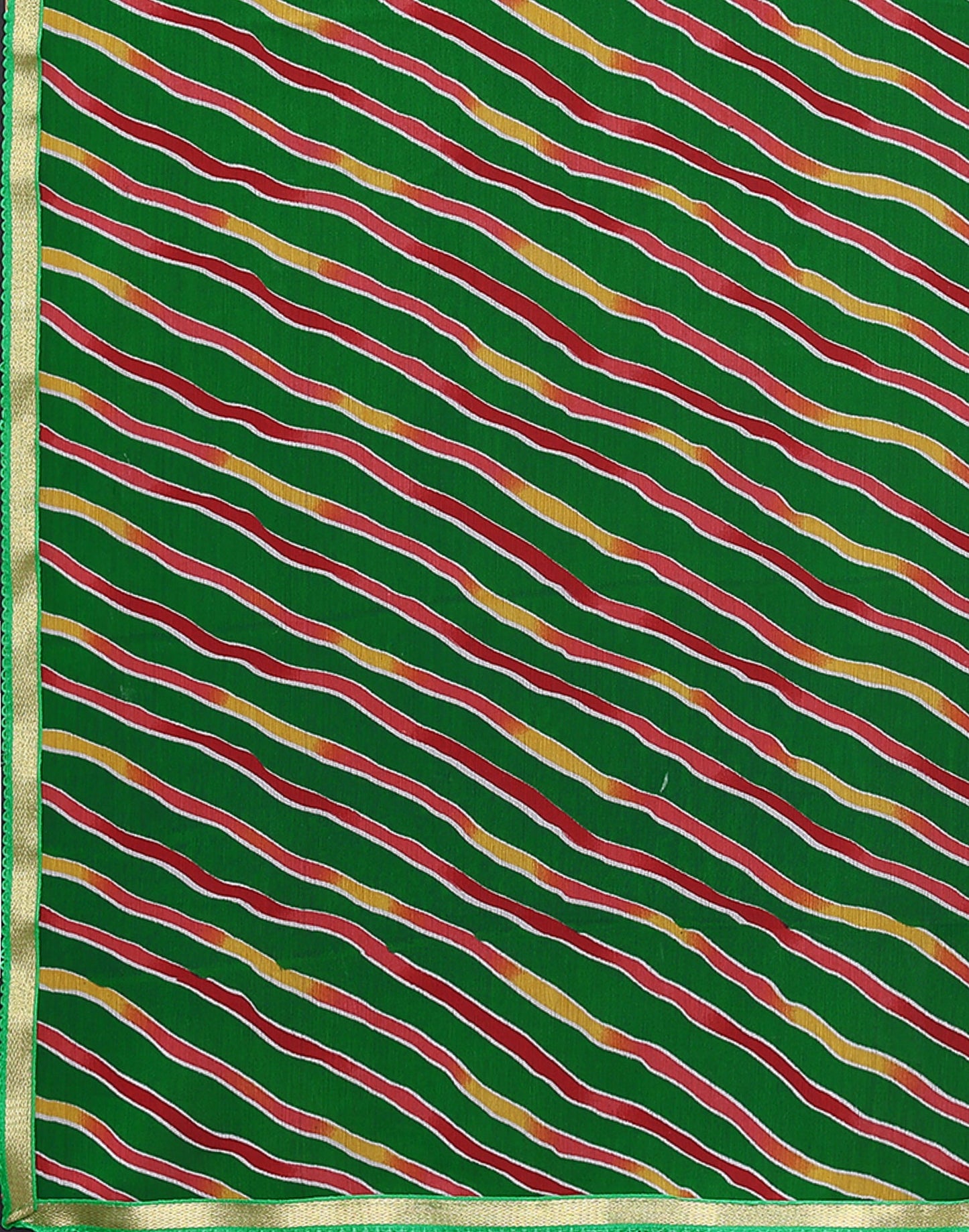 Green Chiffon Leheriya Printed Saree