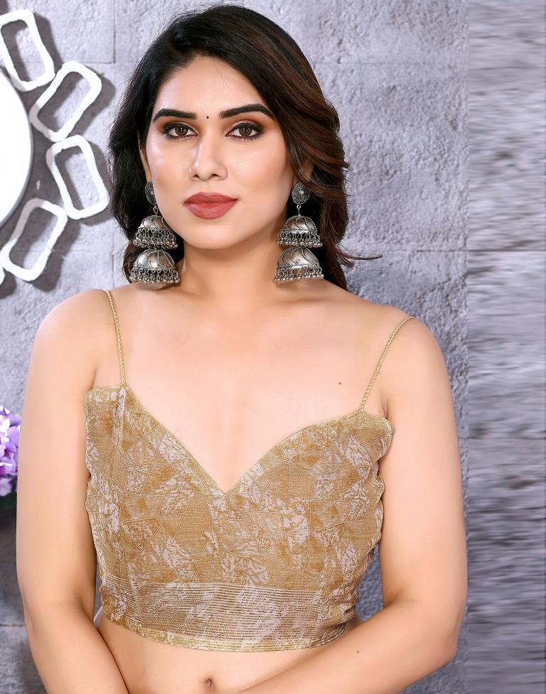 Beige Chiffon Printed Saree