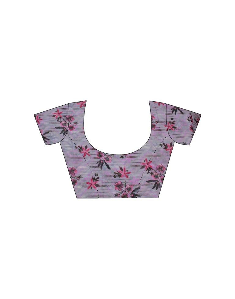 Lavender Georgette Digital Printed Saree