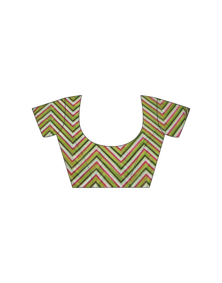 Light Olive Green Georgette Digital Printed Saree