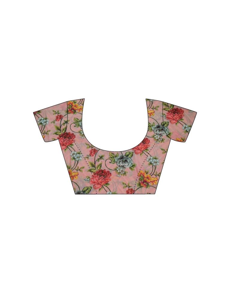 Rose Pink Georgette Digital Printed Saree