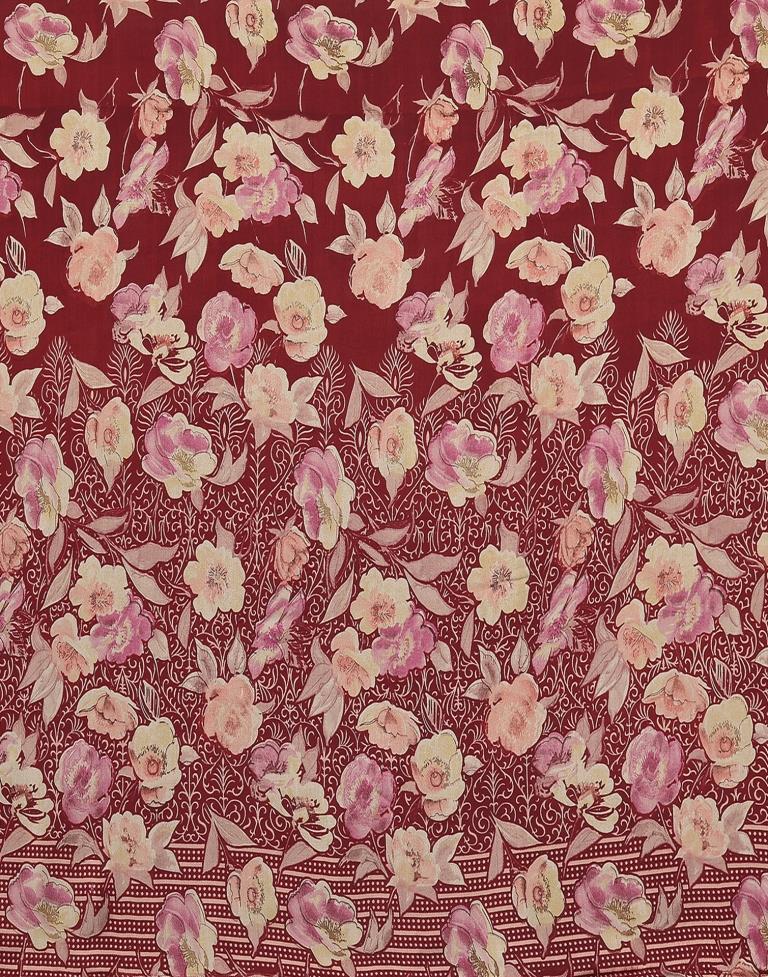 Maroon Printed Georgette Saree