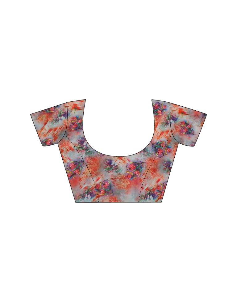 Multicoloured Georgette Floral Printed Saree