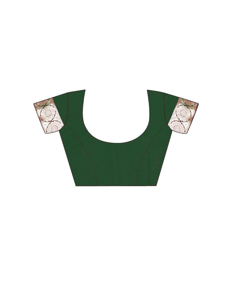 Dark Green Weaving Silk Banarasi Saree