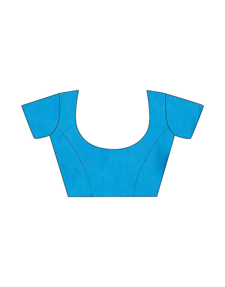 Sky Blue Chiffon Printed Saree