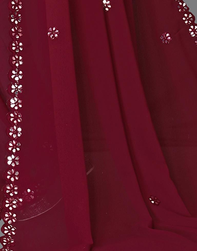 Maroon Georgette Embroidery Saree