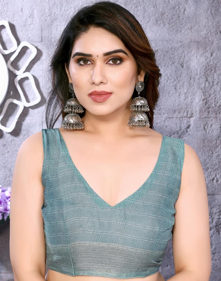 Turquoise Chiffon Floral Printed Saree