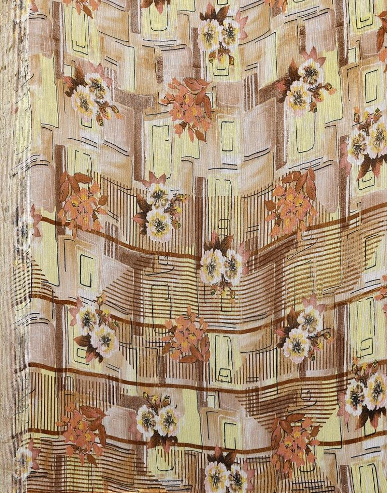 Light Yellow Chiffon Floral Printed Saree