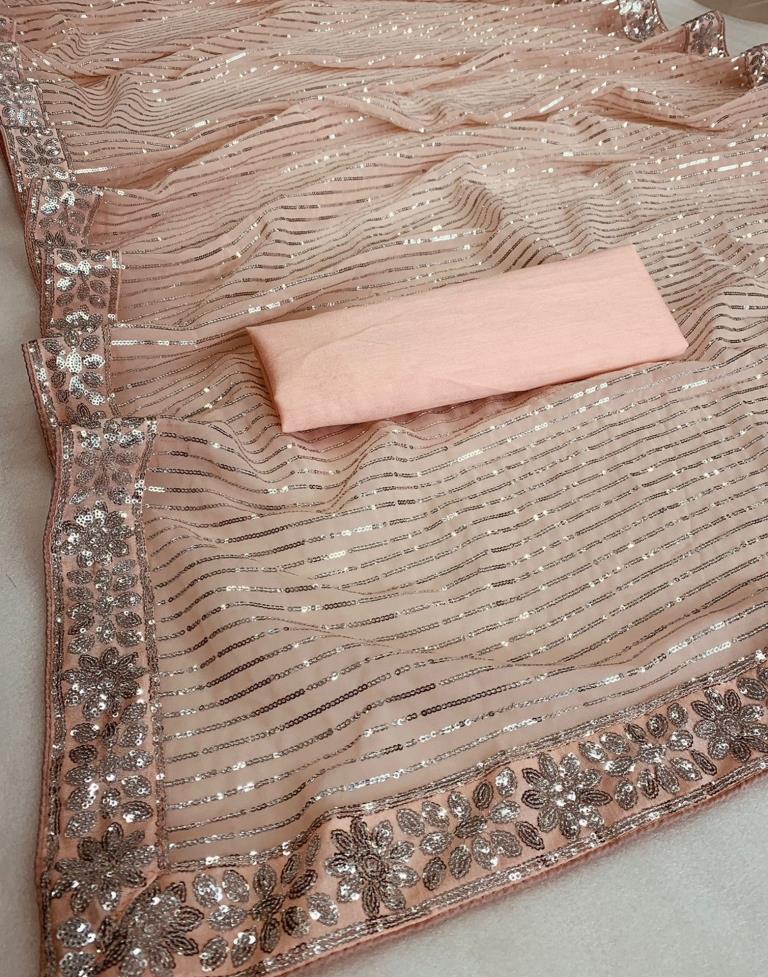 Light Beige Sequence Saree
