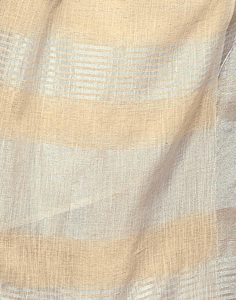 Light Yellow Cotton Self Woven Saree