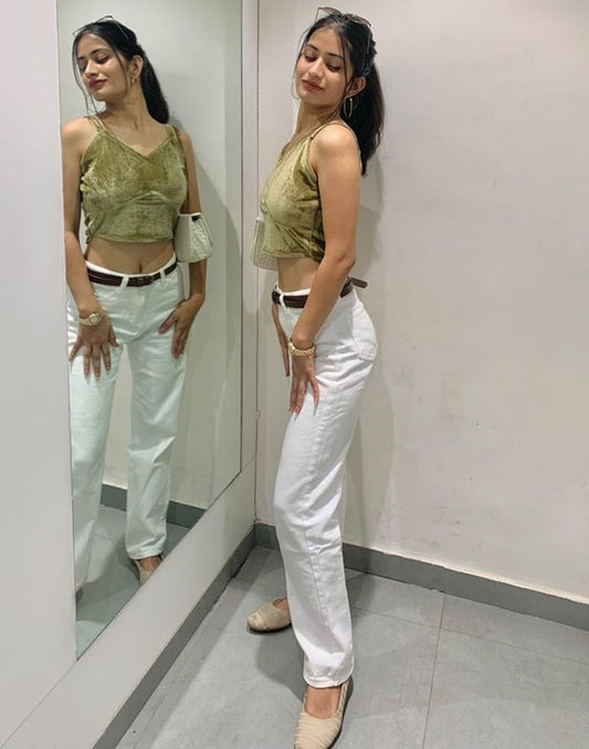 Olive Green Velvet Top