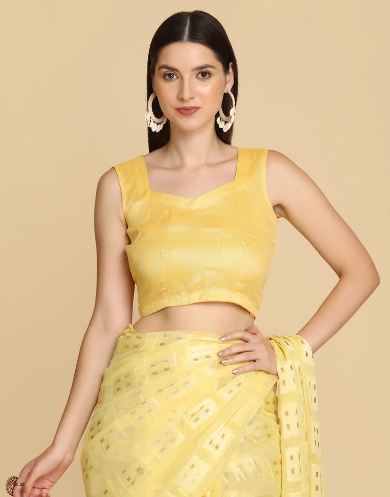 Yellow Georgette Plain Saree