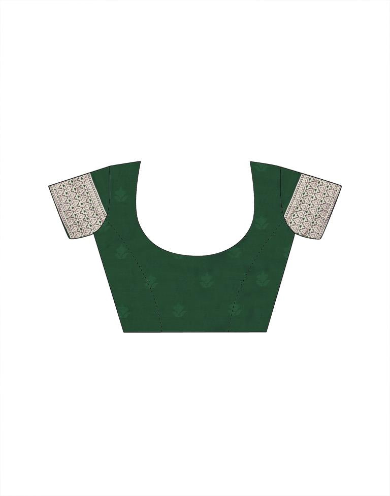 Dark Green Jacquard Silk Saree