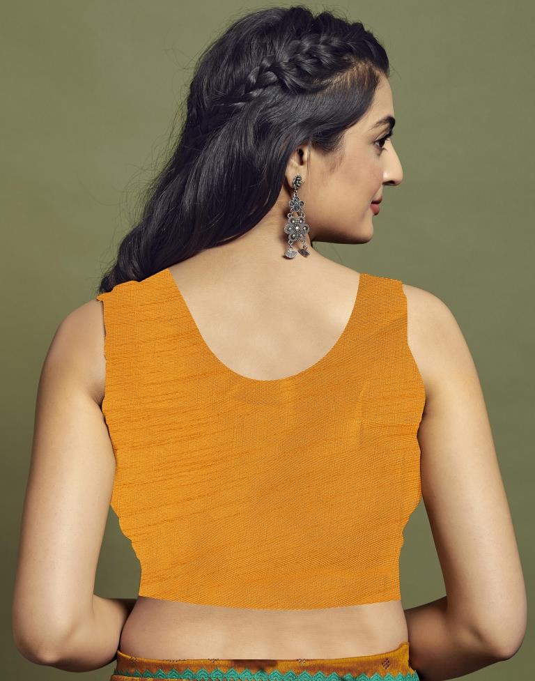 Turmeric Yellow Chiffon Printed Saree