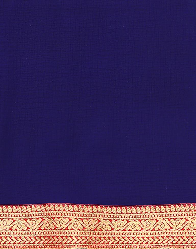 Royal Blue Plain Chiffon Saree