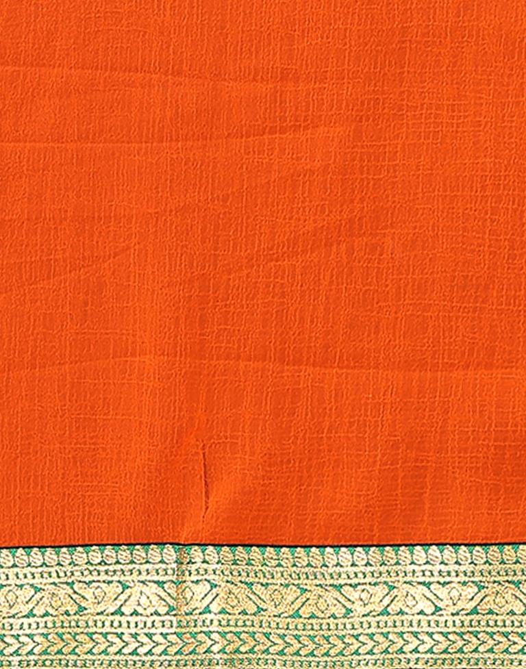 Orange Plain Chiffon Saree