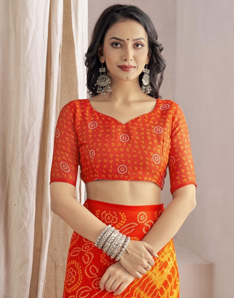 Yellow Bandhani Chiffon Saree