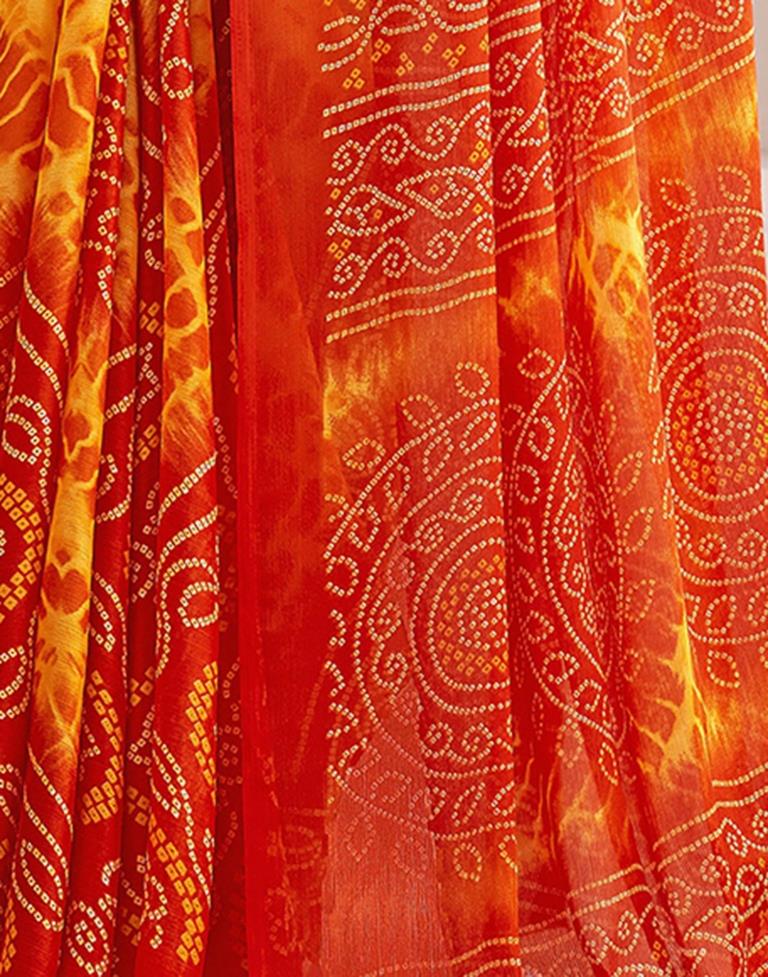 Yellow Bandhani Chiffon Saree