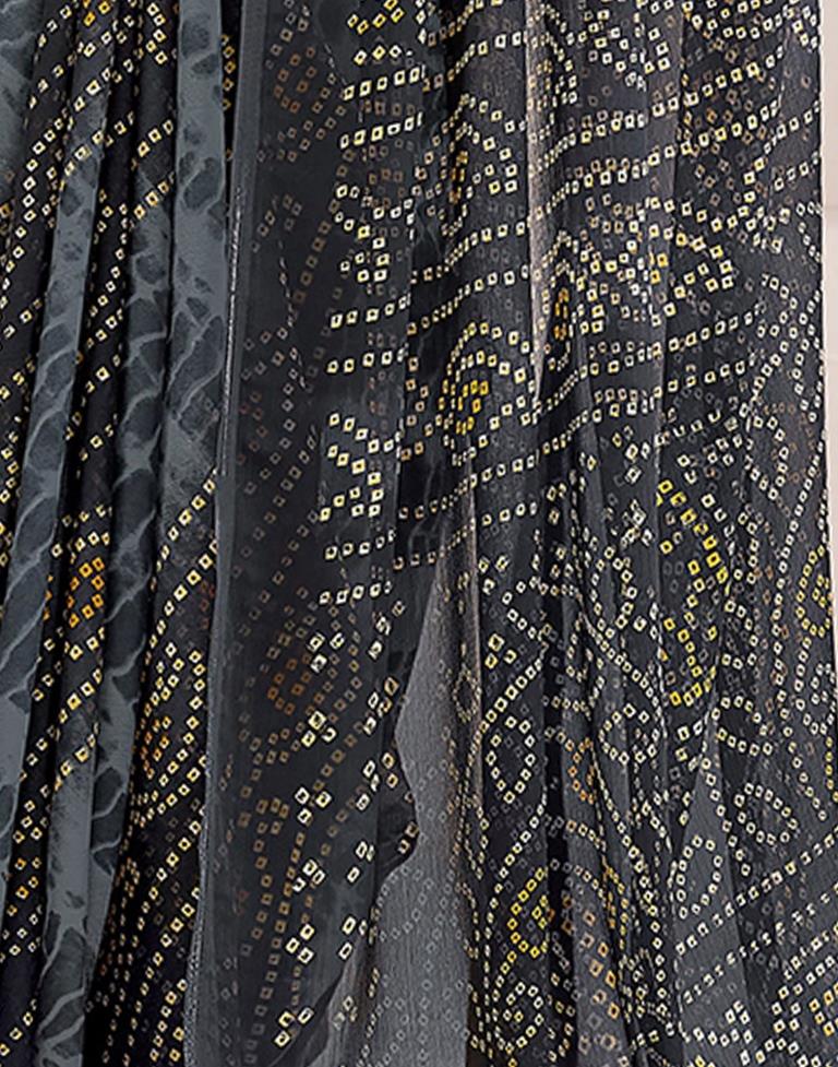 Grey Bandhani Chiffon Saree
