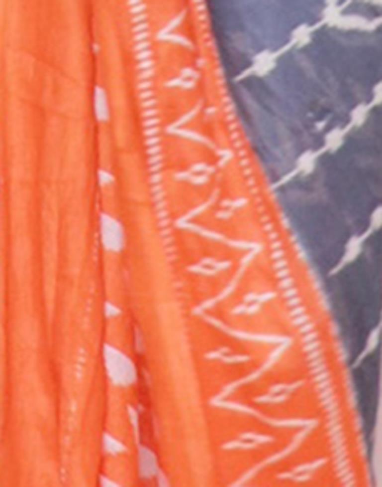 Grey Printed Cotton Saree