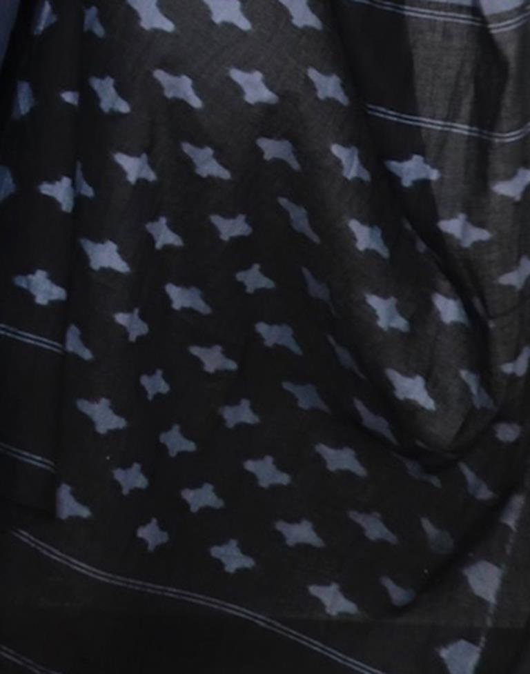 Grey Printed Cotton Saree